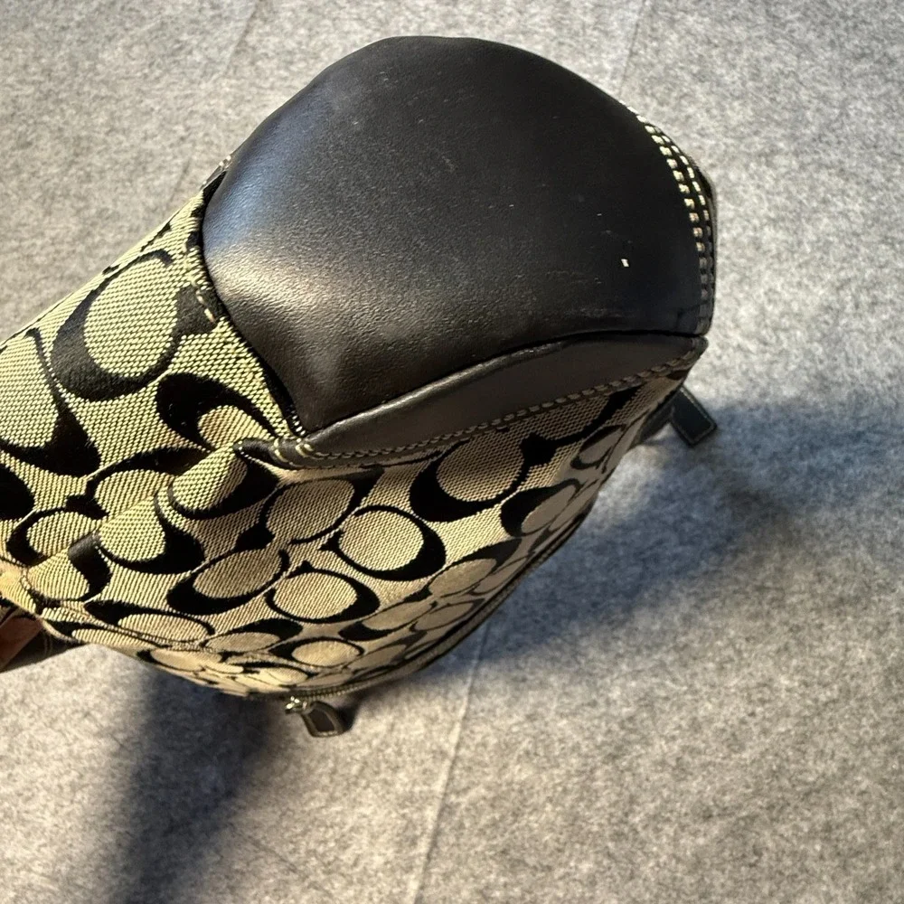Vintage Coach Hamptons Signature Hobo Bag Black Canvas Leather Y2K F13971